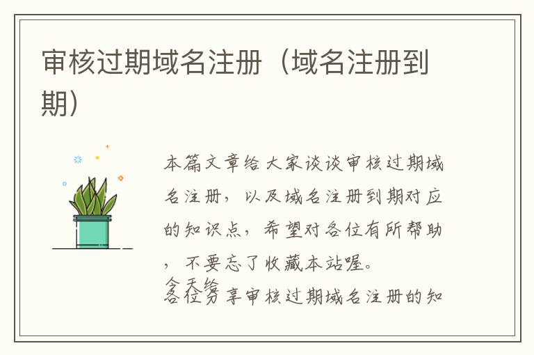 审核过期域名注册(域名注册到期)