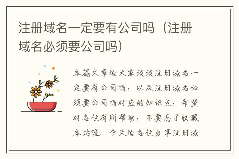 注册域名一定要有公司吗(注册域名必须要公司吗)