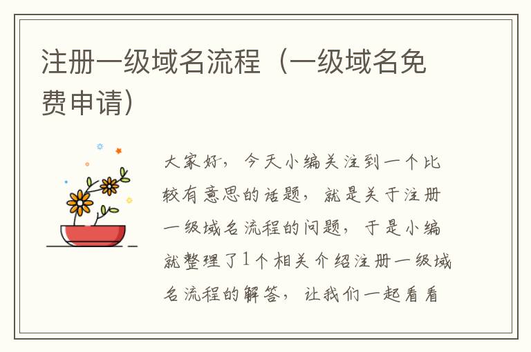 注册一级域名流程(一级域名免费申请)