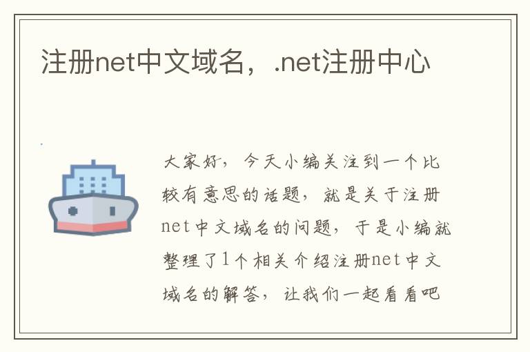 注册net中文域名,.net注册中心