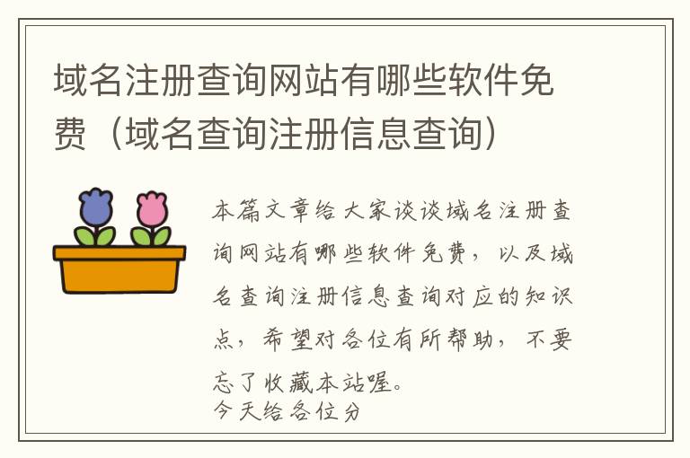 域名注册查询网站有哪些软件免费(域名查询注册信息查询)