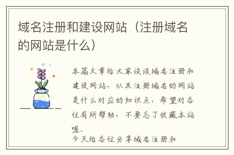 域名注册和建设网站(注册域名的网站是什么)