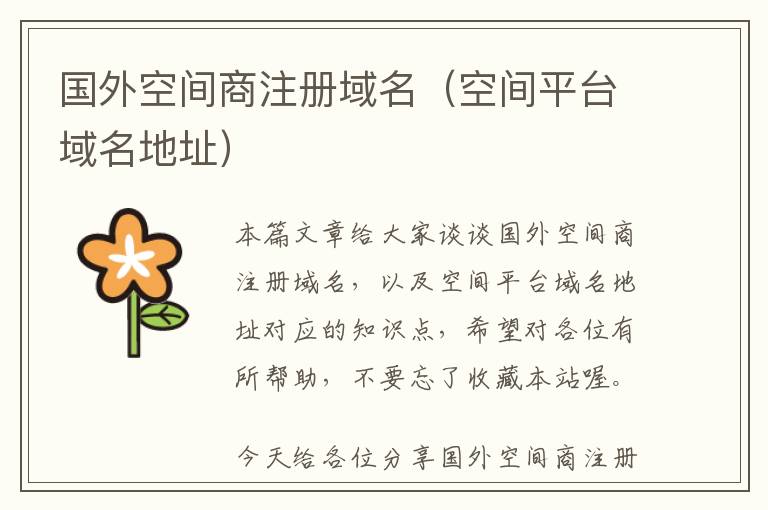 国外空间商注册域名(空间平台域名地址)
