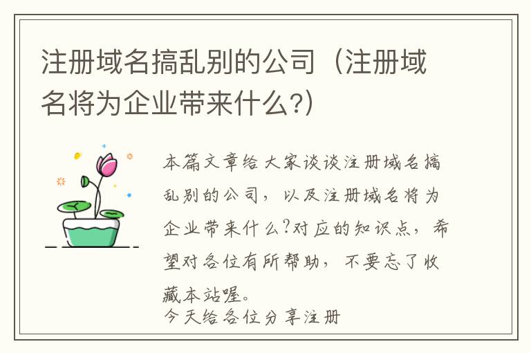 注册域名搞乱别的公司(注册域名将为企业带来什么?)