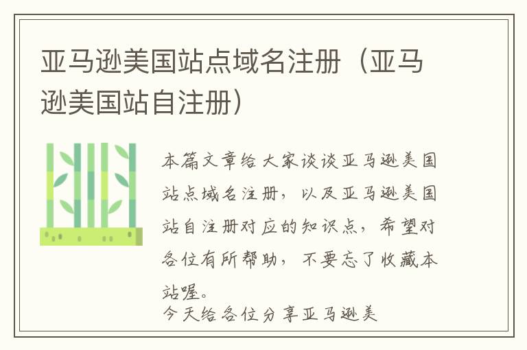 亚马逊美国站点域名注册(亚马逊美国站自注册)