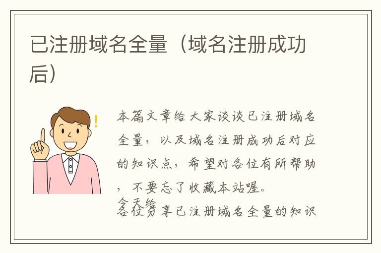 已注册域名全量(域名注册成功后)