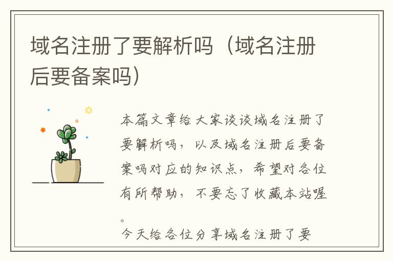 域名注册了要解析吗(域名注册后要备案吗)