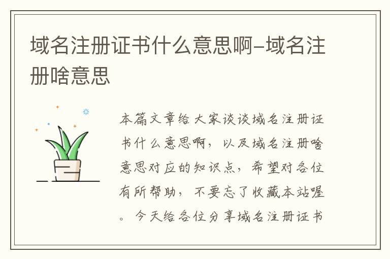 域名注册证书什么意思啊-域名注册啥意思