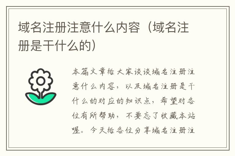 域名注册注意什么内容(域名注册是干什么的)
