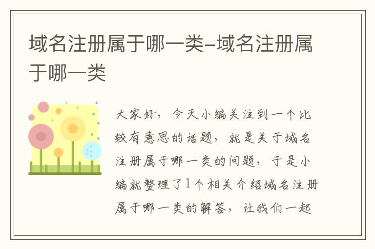 域名注册属于哪一类-域名注册属于哪一类