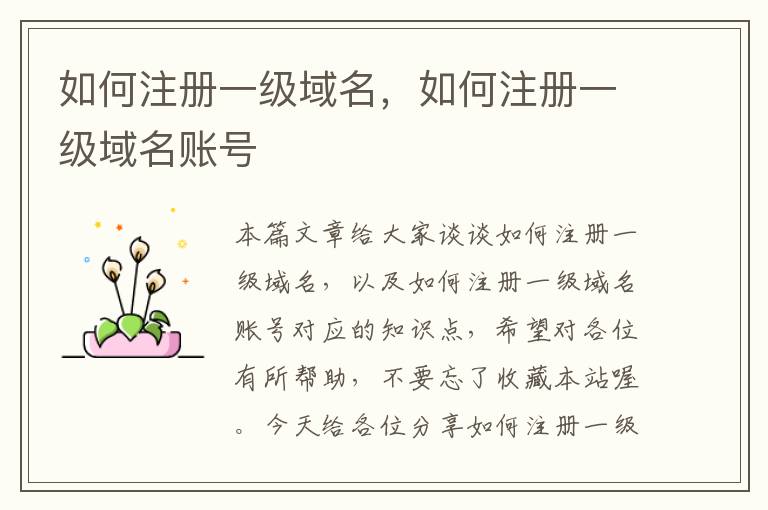 如何注册一级域名,如何注册一级域名账号