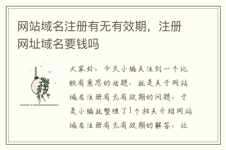 网站域名注册有无有效期,注册网址域名要钱吗
