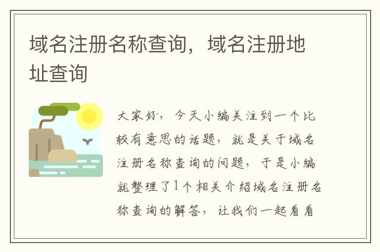 域名注册名称查询,域名注册地址查询