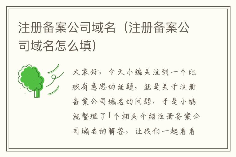 注册备案公司域名(注册备案公司域名怎么填)