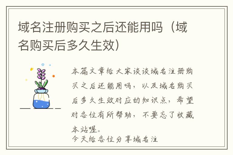域名注册购买之后还能用吗(域名购买后多久生效)