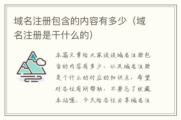 域名注册包含的内容有多少(域名注册是干什么的)