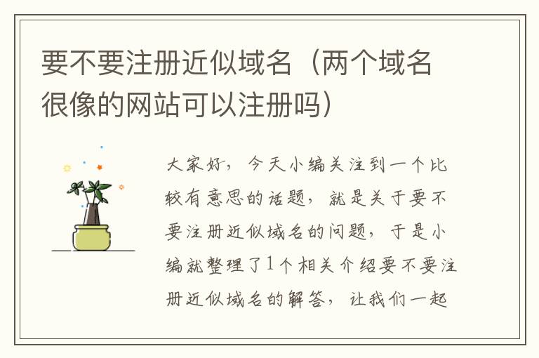 要不要注册近似域名(两个域名很像的网站可以注册吗)