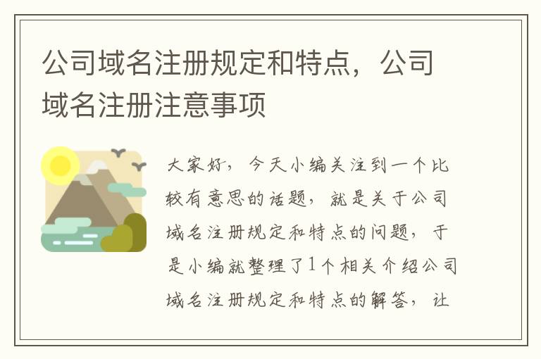 公司域名注册规定和特点,公司域名注册注意事项