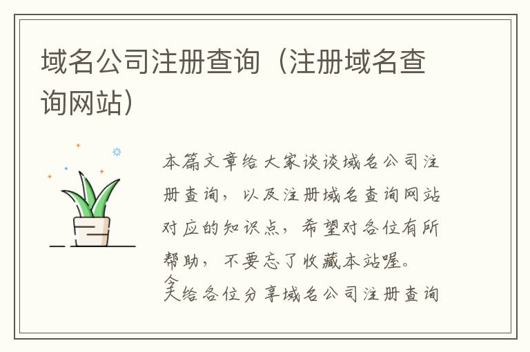 域名公司注册查询(注册域名查询网站)
