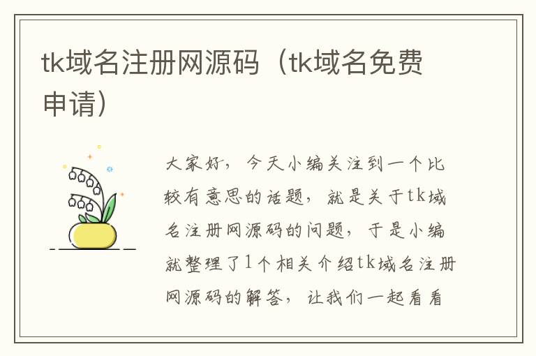 tk域名注册网源码(tk域名免费申请)