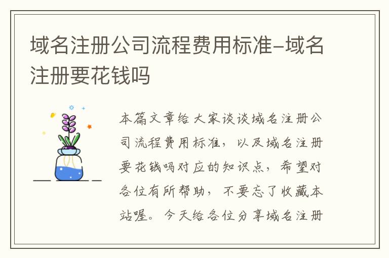 域名注册公司流程费用标准-域名注册要花钱吗