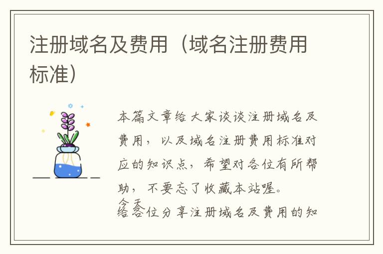 注册域名及费用(域名注册费用标准)