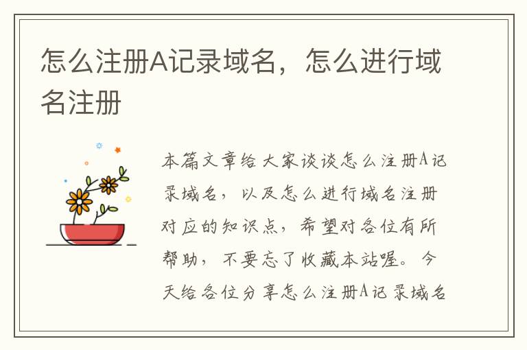 怎么注册A记录域名,怎么进行域名注册