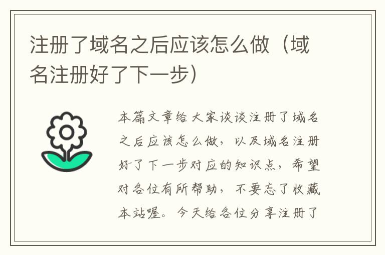 注册了域名之后应该怎么做(域名注册好了下一步)