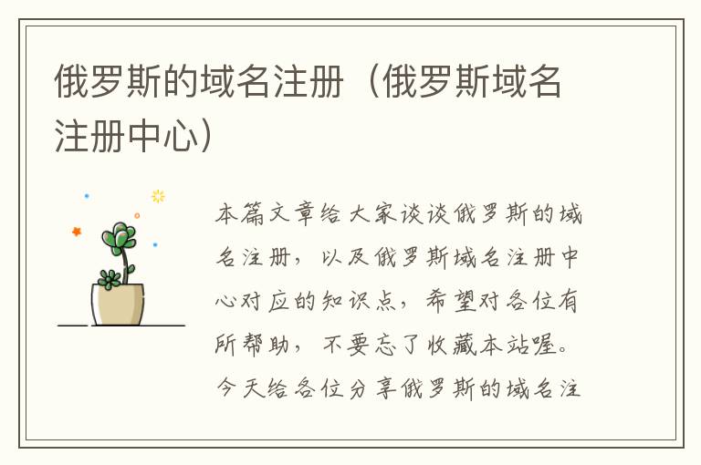 俄罗斯的域名注册(俄罗斯域名注册中心)
