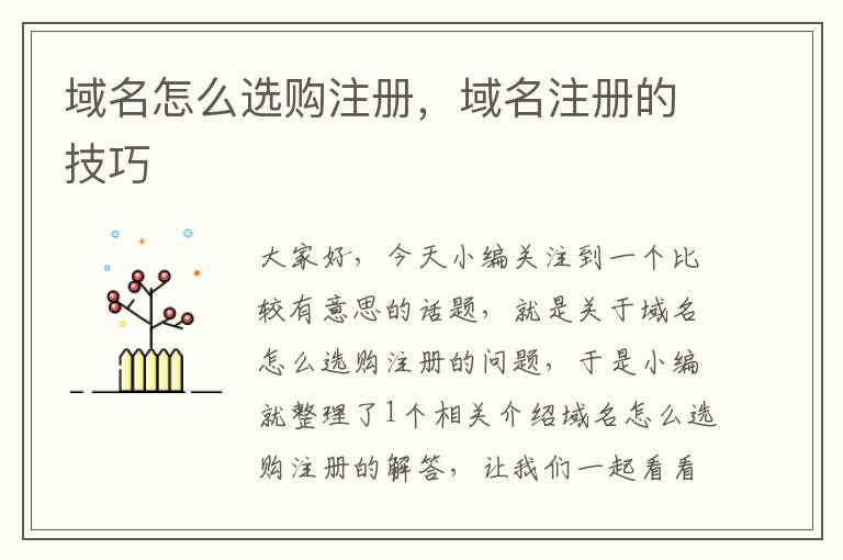 域名怎么选购注册，域名注册的技巧