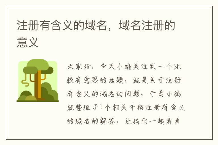 注册有含义的域名,域名注册的意义