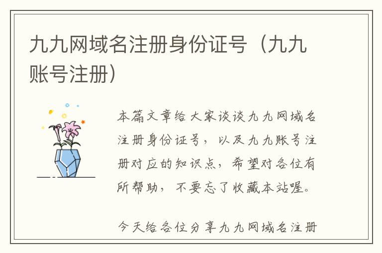 九九网域名注册身份证号(九九账号注册)