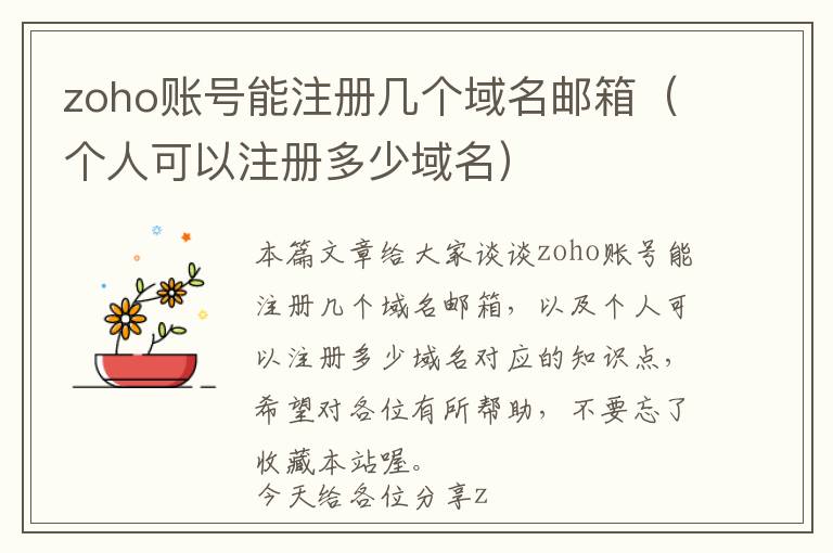 zoho账号能注册几个域名邮箱(个人可以注册多少域名)