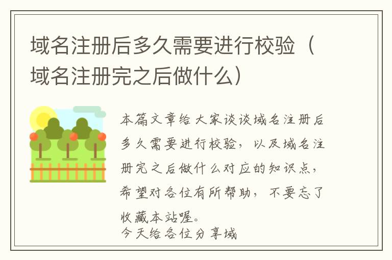 域名注册后多久需要进行校验(域名注册完之后做什么)
