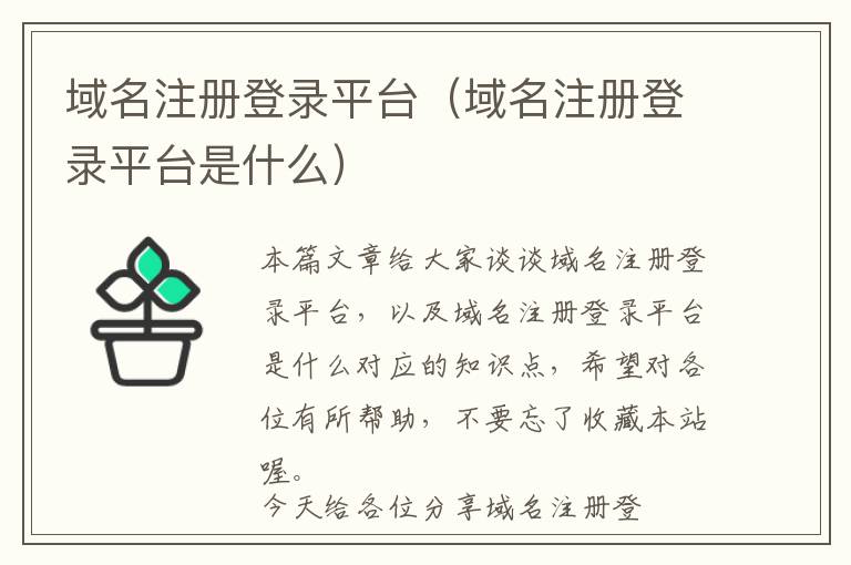 域名注册登录平台(域名注册登录平台是什么)