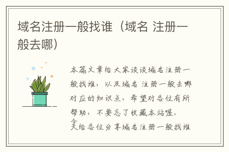 域名注册一般找谁(域名 注册一般去哪)