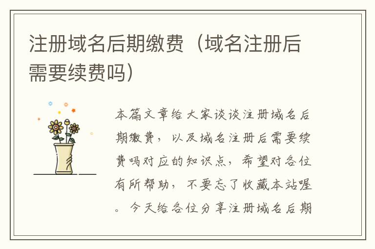 注册域名后期缴费(域名注册后需要续费吗)