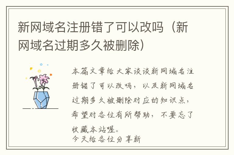 新网域名注册错了可以改吗(新网域名过期多久被删除)