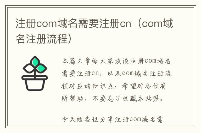 注册com域名需要注册cn(com域名注册流程)