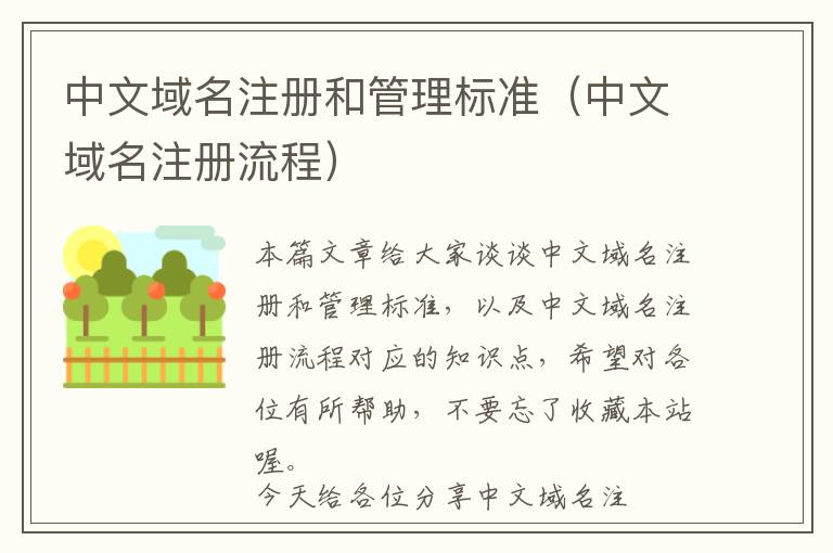 中文域名注册和管理标准(中文域名注册流程)