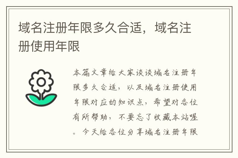 域名注册年限多久合适,域名注册使用年限
