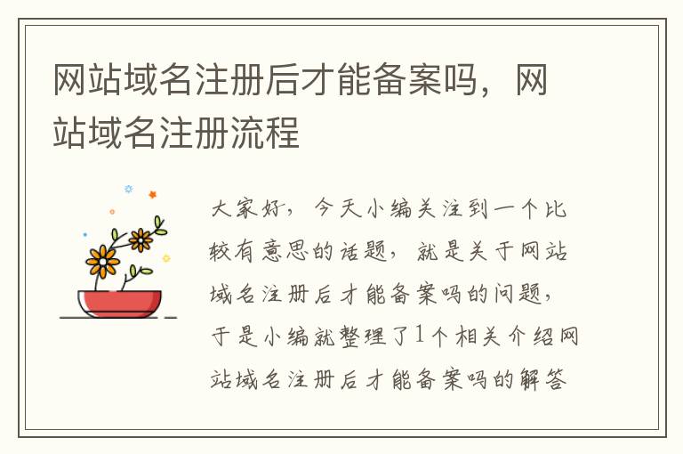 网站域名注册后才能备案吗,网站域名注册流程