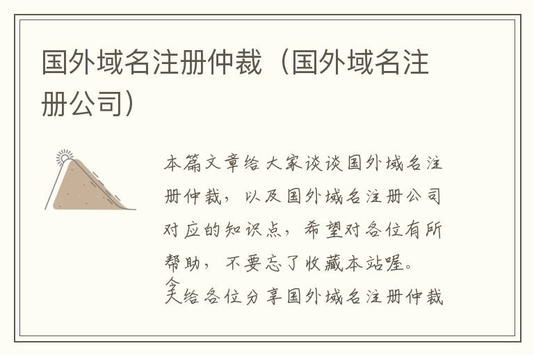 国外域名注册仲裁(国外域名注册公司)