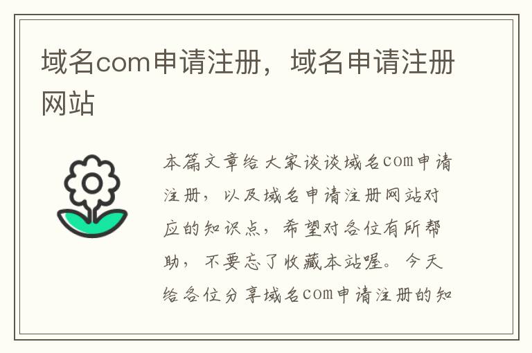 域名com申请注册,域名申请注册网站