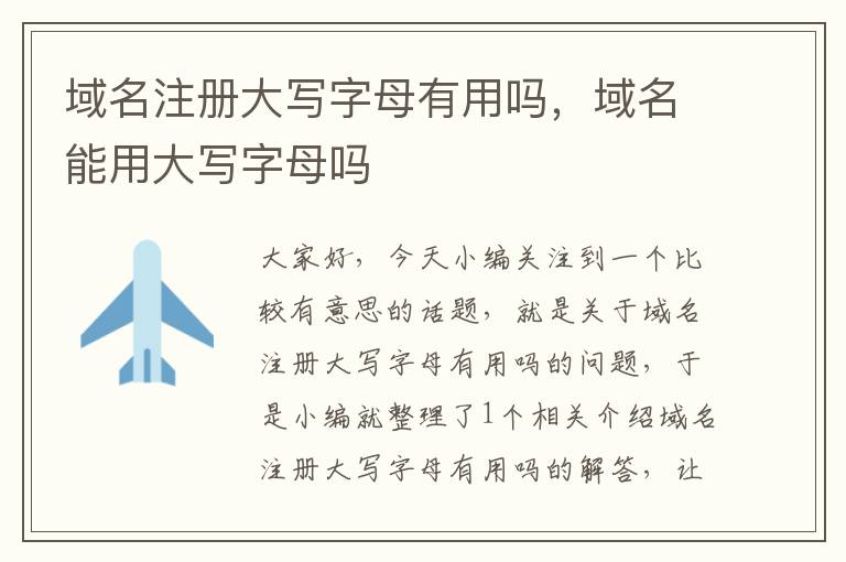 域名注册大写字母有用吗,域名能用大写字母吗