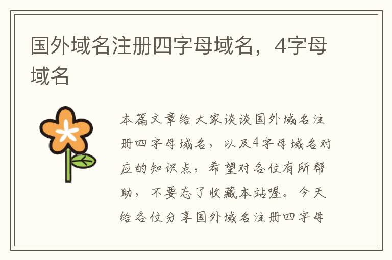 国外域名注册四字母域名,4字母域名
