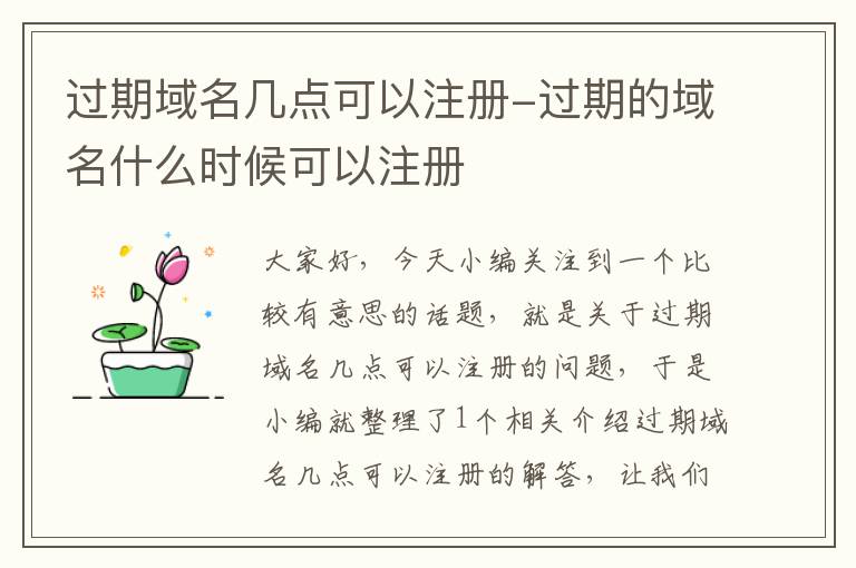 过期域名几点可以注册-过期的域名什么时候可以注册
