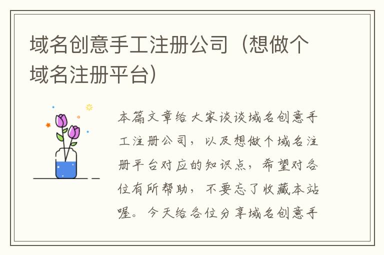域名创意手工注册公司(想做个域名注册平台)