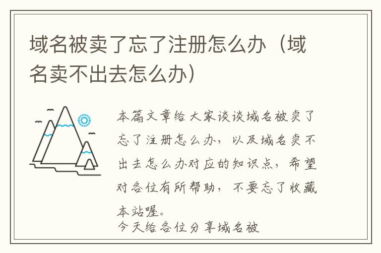 域名被卖了忘了注册怎么办(域名卖不出去怎么办)