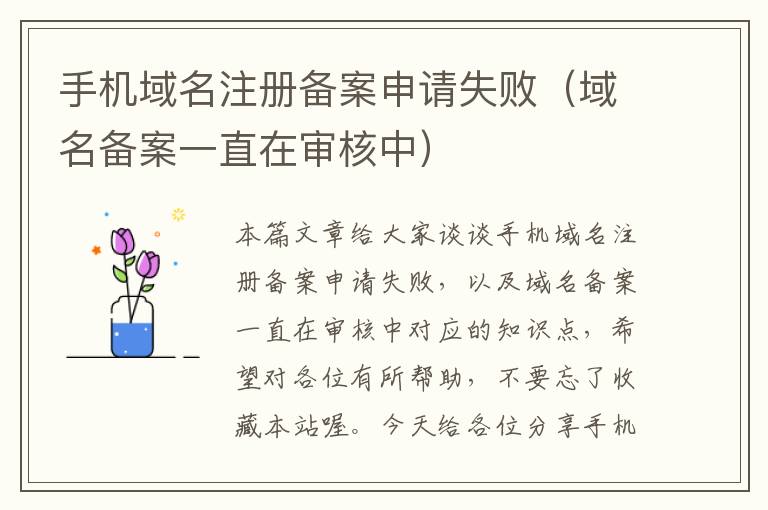 手机域名注册备案申请失败(域名备案一直在审核中)